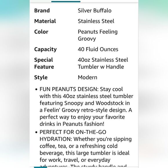 Bioworld X Peanuts Snoopy & Woodstock Feeling Groovy SS Tumbler w/Straw - Picture 6 of 11